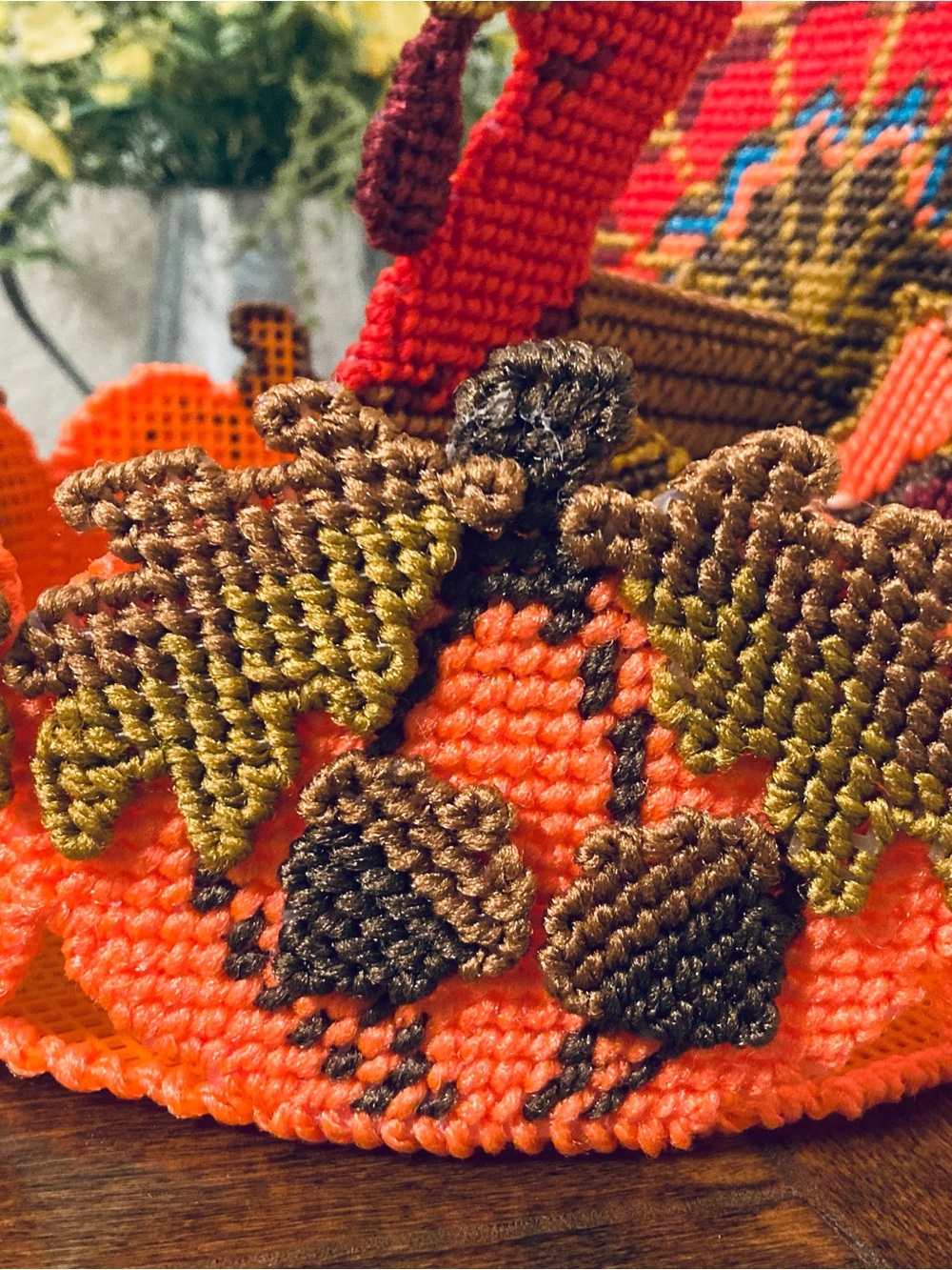 Fall Thanksgiving Turkey Plastic Canvas Candy Bowl Centerpiece - Picture 10 of 14